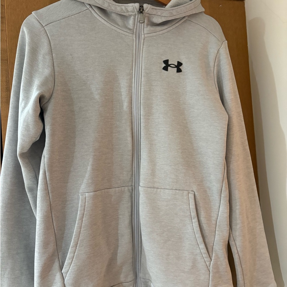 Under Armour Kids Light Gray Full-Zip Hoodie Youth Extra Large